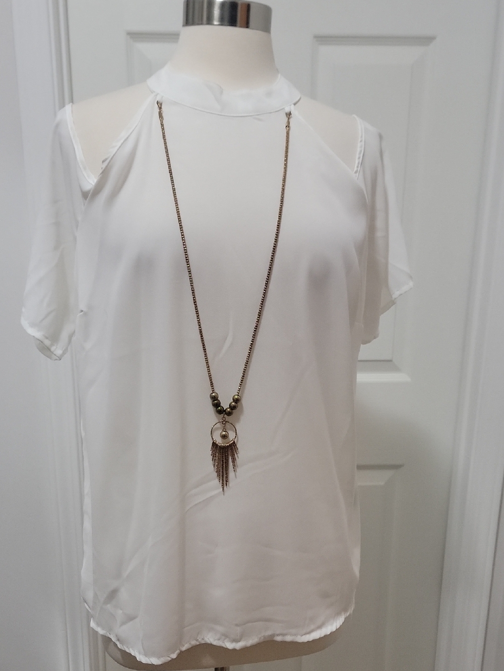 NWT - Women’s White Cold-Shoulder Blouse